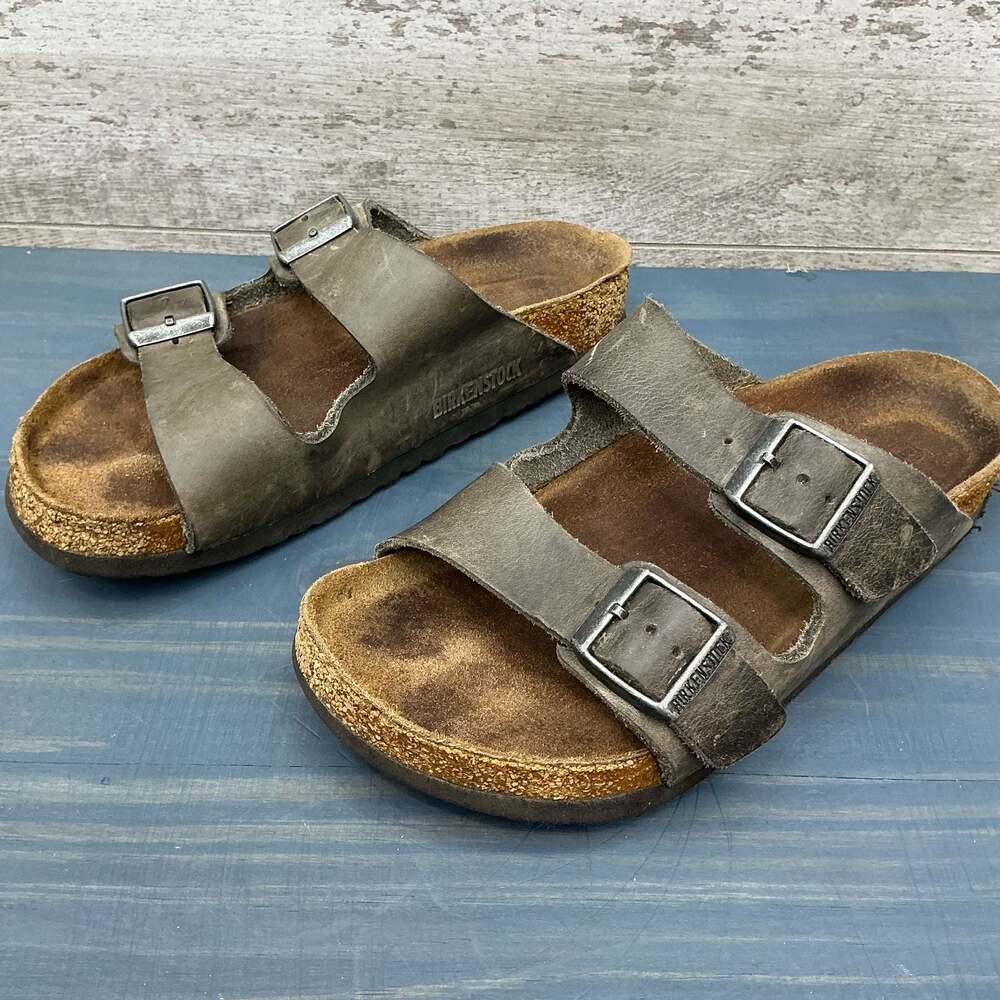 Birkenstock Arizona Oiled Leather Sandals Gray Brown Slide EU 36 US 5-5.5
